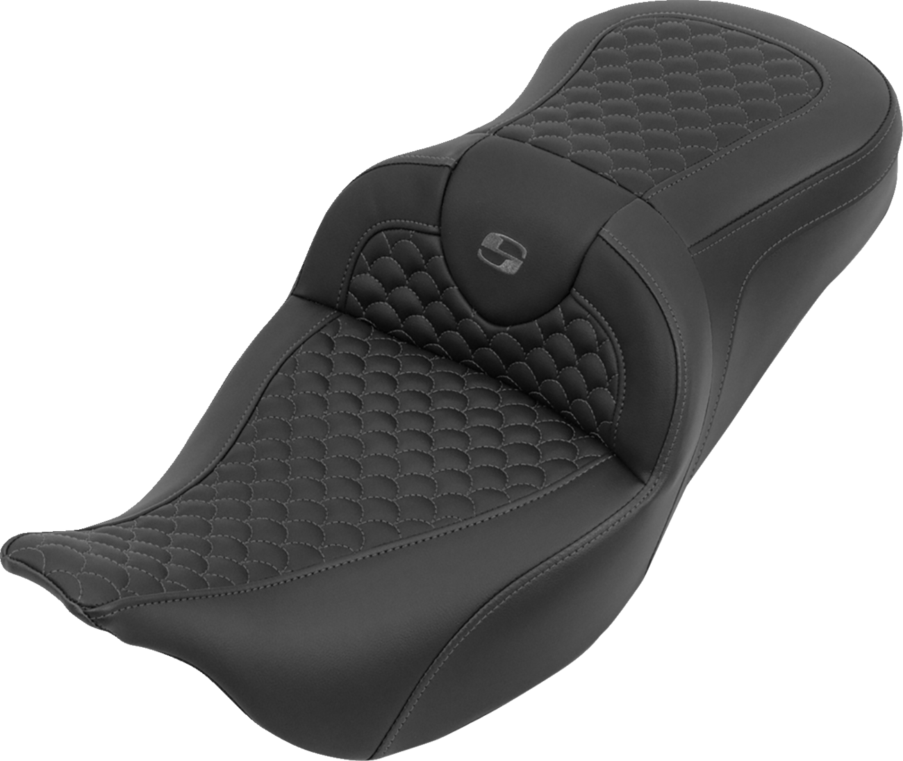 SADDLEMEN Roadsofa™ Seat - without Backrest - Dragon Stitch - Gray Stitch - FLH/FLT '08-'25