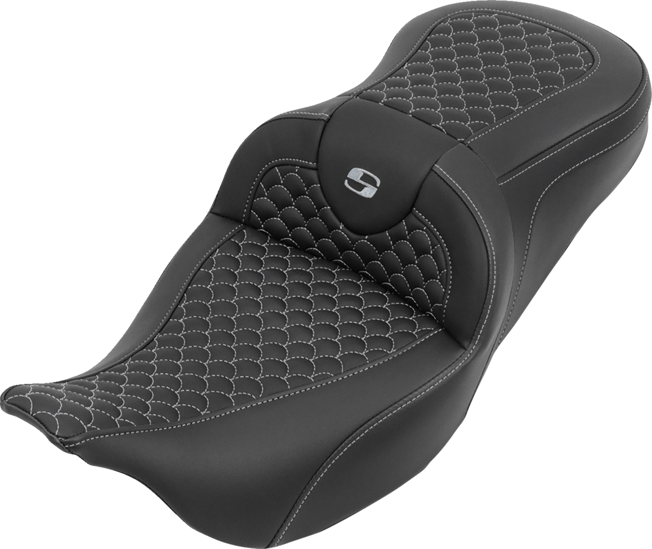 SADDLEMEN Roadsofa™ Seat - without Backrest - Dragon Stitch - Silver Stitch - FLH/FLT '08-'25