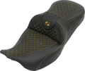 SADDLEMEN Roadsofa™ Seat - without Backrest - Dragon Stitch - Gold Stitch - FLH/FLT '08-'25