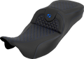 SADDLEMEN Extended Reach RoadSofa™ Seat - Dragon Scale - w/o Backrest - Blue Stitch - FLH/FLT '08-'25