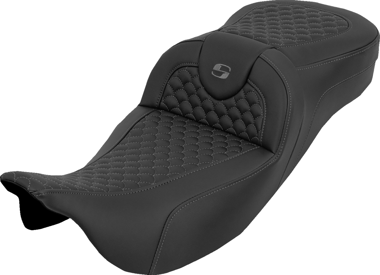 SADDLEMEN Extended Reach RoadSofa™ Seat - Dragon Scale - w/o Backrest - Gray Stitch - FLH/FLT '08-'25
