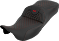 SADDLEMEN Extended Reach RoadSofa™ Seat - Dragon Scale - w/o Backrest - Red Stitch - FLH/FLT '08-'25