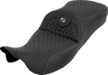 SADDLEMEN Extended Reach RoadSofa™ Seat - Dragon Scale - w/o Backrest - Silver Stitch - FLH/FLT '08-'25