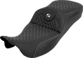 SADDLEMEN Extended Reach RoadSofa™ Seat - Dragon Scale - w/o Backrest - White Stitch - FLH/FLT '08-'25