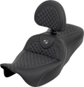 SADDLEMEN Roadsofa™ Seat - Dragon Scale - Gray Stitch - with Backrest - Touring '08-'25