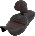 SADDLEMEN Roadsofa™ Seat - Dragon Scale - Red Stitch - with Backrest - Touring '08-'25