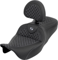 SADDLEMEN Roadsofa™ Seat - Dragon Scale - Silver Stitch - with Backrest - Touring '08-'25