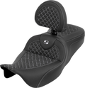SADDLEMEN Roadsofa™ Seat - Dragon Scale - White Stitch - with Backrest - Touring '08-'25