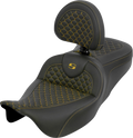 SADDLEMEN Roadsofa™ Seat - Dragon Scale - Gold Stitch - with Backrest - Touring '08-'25