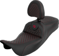 SADDLEMEN Extended Reach Roadsofa™ Seat - Dragon Scale - Red Stitch - with Backrest - Touring '08-'25
