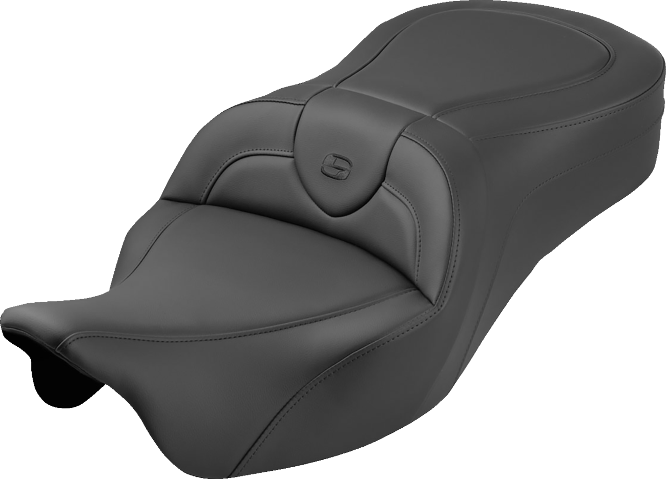 SADDLEMEN Roadsofa™ King Seat - No Backrest - Plain - Black Stitch - FLH/FLT '08-'25