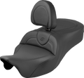 SADDLEMEN Roadsofa™ King Seat - With Backrest - Plain - Black Stitch - FLH/FLT '08-'25