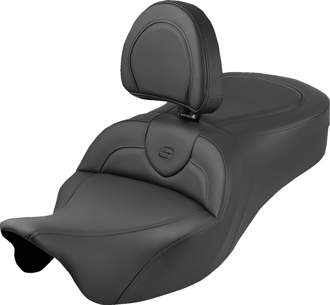 SADDLEMEN Roadsofa™ King Seat - With Backrest - Plain - Black Stitch - FLH/FLT '08-'25