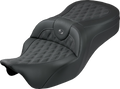 SADDLEMEN Roadsofa™ King Seat - No Backrest - Lattice Stitch - Gray Stitch - FLH/FLT '08-'25