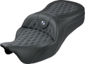 SADDLEMEN Roadsofa™ King Seat - No Backrest - Lattice Stitch - Silver Stitch - FLH/FLT '08-'25