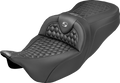 SADDLEMEN Roadsofa™ Seat - Honeycomb Stitch - Gray Stitch - No Backrest - FLH/FLT '08-'25