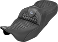 SADDLEMEN Extended Reach RoadSofa™ Seat - Honeycomb - Silver Stitch - without Backrest - FLH/FLT '08-'25