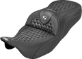 SADDLEMEN Extended Reach RoadSofa™ Seat - Honeycomb - White Stitch - without Backrest - FLH/FLT '08-'25
