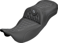 SADDLEMEN Extended Reach Roadsofa™ Carbon Fiber Seat - Lattice - Silver Stitch - Without Backrest - FL '08-'25