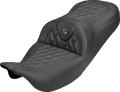 SADDLEMEN Roadsofa™ Carbon Fiber Seat - Lattice - Gray Stitch - Without Backrest - FLH/FLT '08-'25