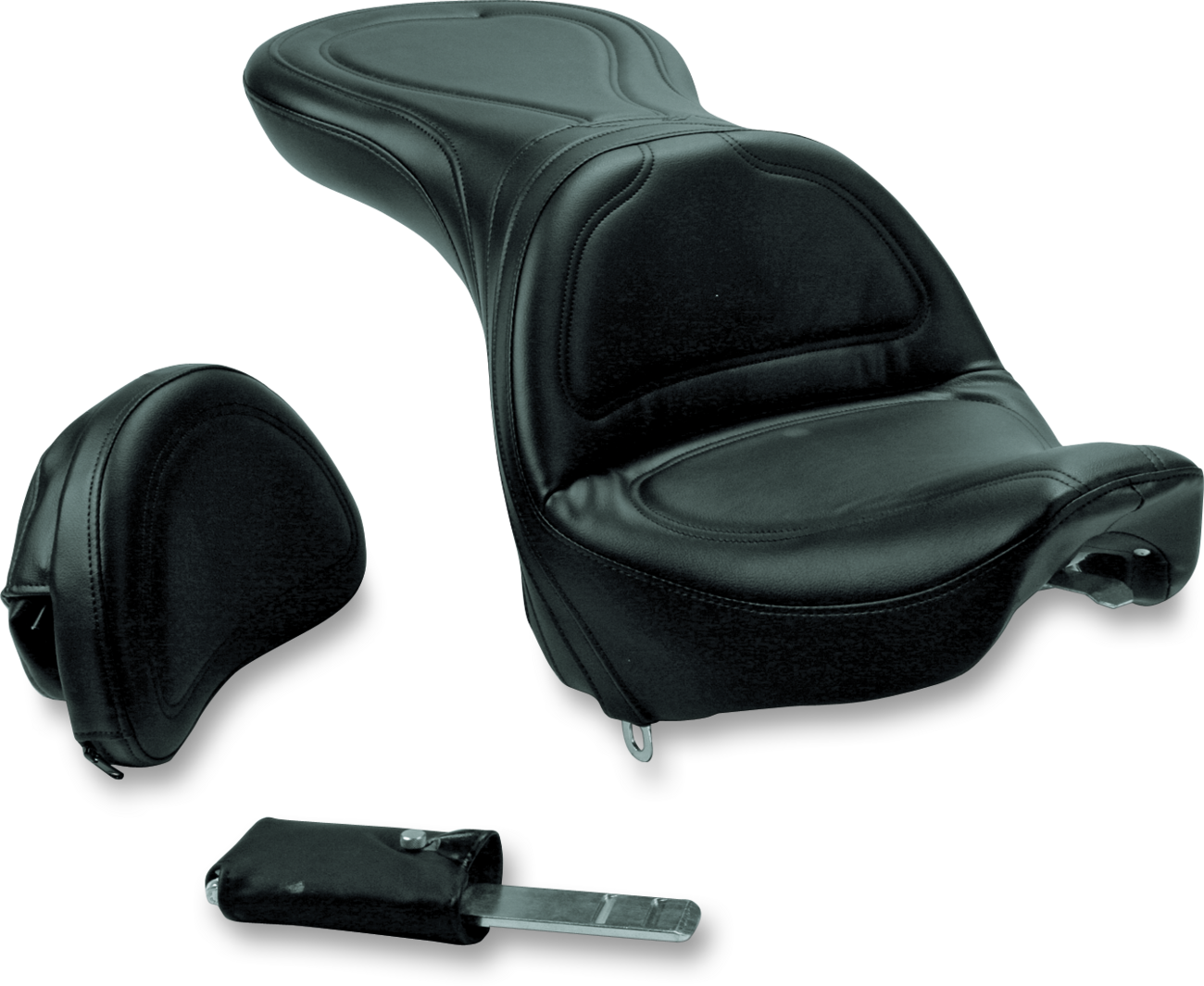 SADDLEMEN Seat - Explorer™ - With Backrest - Stitched - Black - FXSTD '00-07