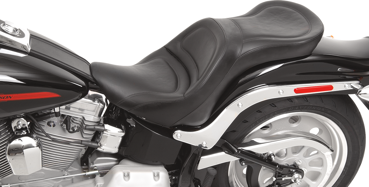 SADDLEMEN Seat - Explorer™ - Without Backrest - Stitched - Black - FLSTF '07-'17