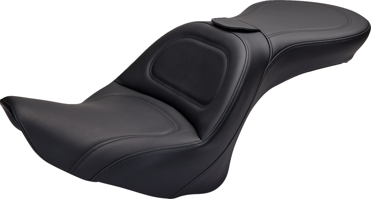 SADDLEMEN Seat - Explorer™ - With Backrest - Stitched - Black - FL/FX '06-'17