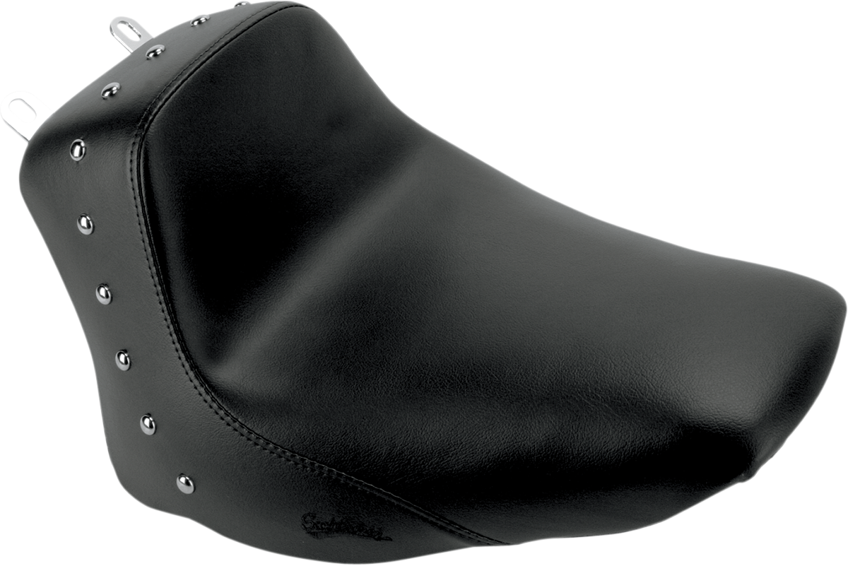 SADDLEMEN Heels Down Solo Seat - Without Backrest - Studded - Black - FLSTC
