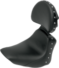 SADDLEMEN Heels Down Solo Seat - With Backrest - Studded - Black - FLSTC