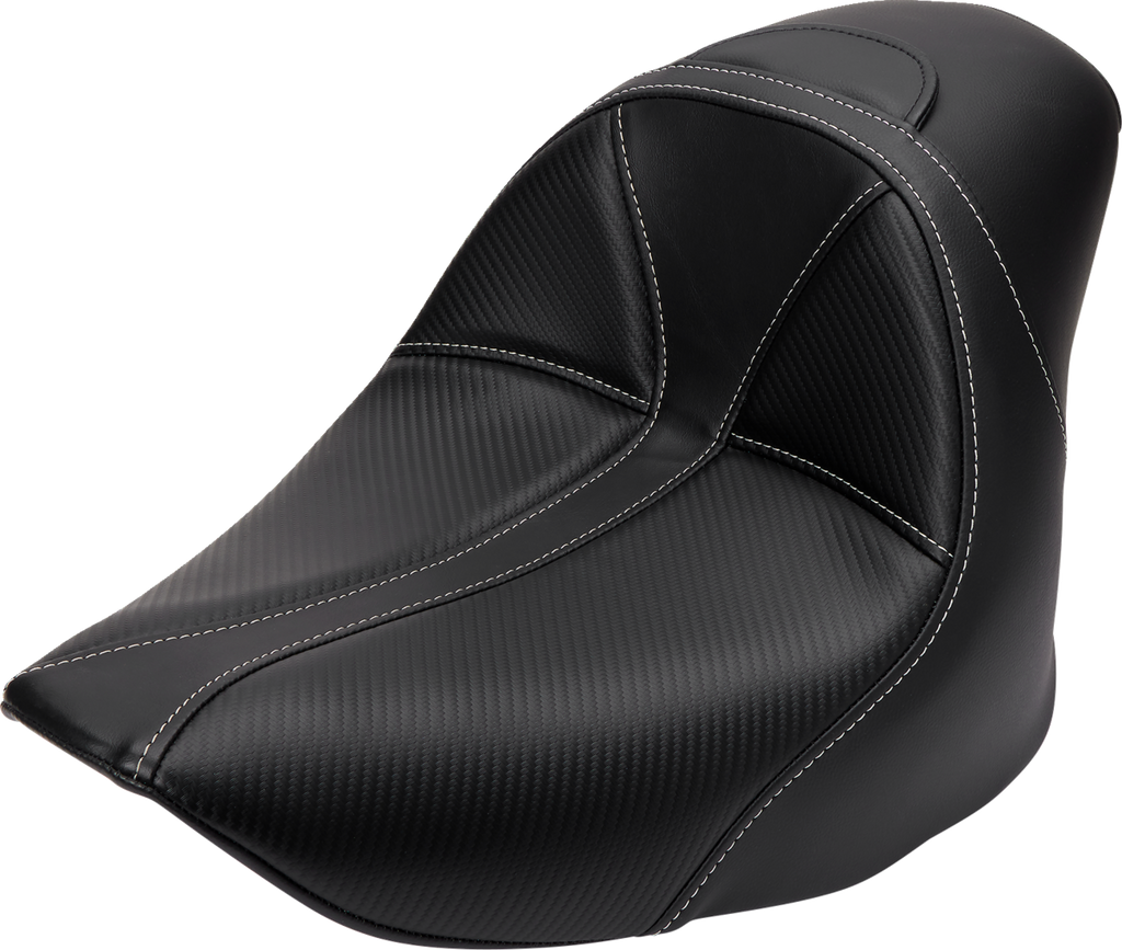 SADDLEMEN Dominator Solo Seat - w/o Backrest - Black w/ Gray Stitching - FL/FX '06-'17