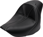 SADDLEMEN Dominator Solo Seat - w/o Backrest - Black w/ Gray Stitching - FL/FX '06-'17
