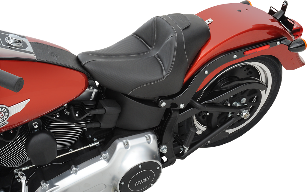 SADDLEMEN Dominator Solo Seat - w/o Backrest - Black w/ Gray Stitching - FL/FX '06-'17