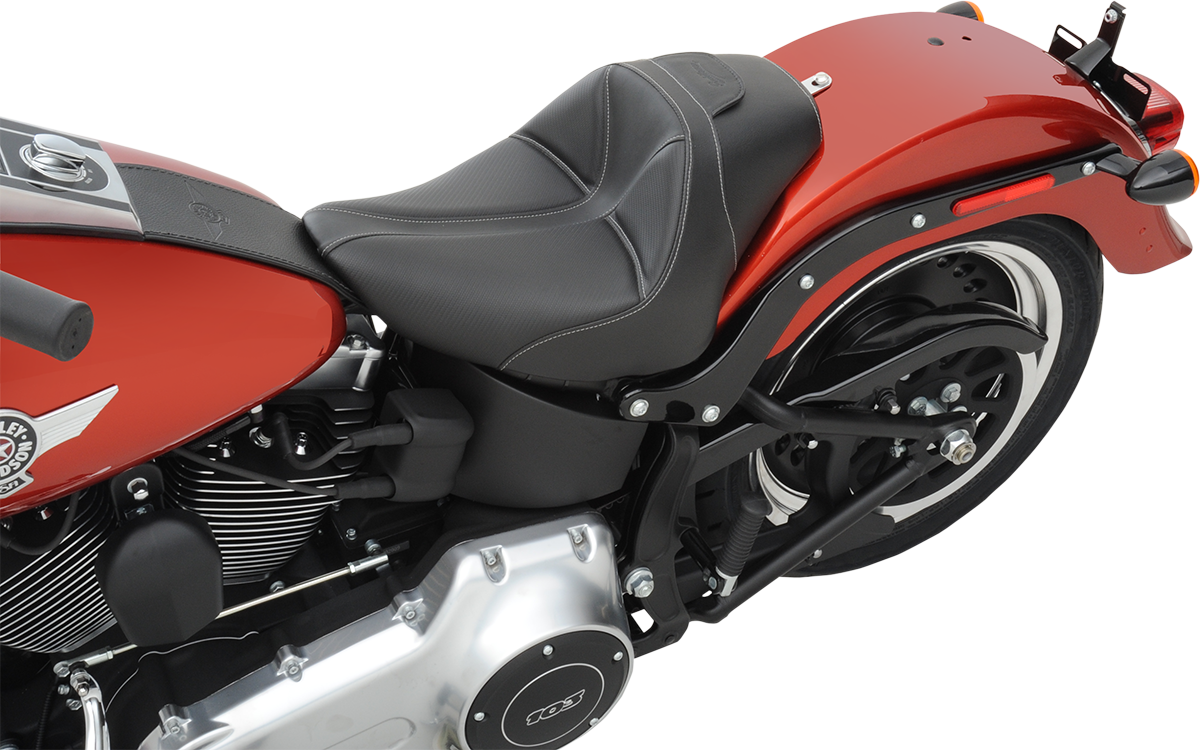 SADDLEMEN Dominator Solo Seat - w/o Backrest - Black w/ Gray Stitching - FL/FX '06-'17