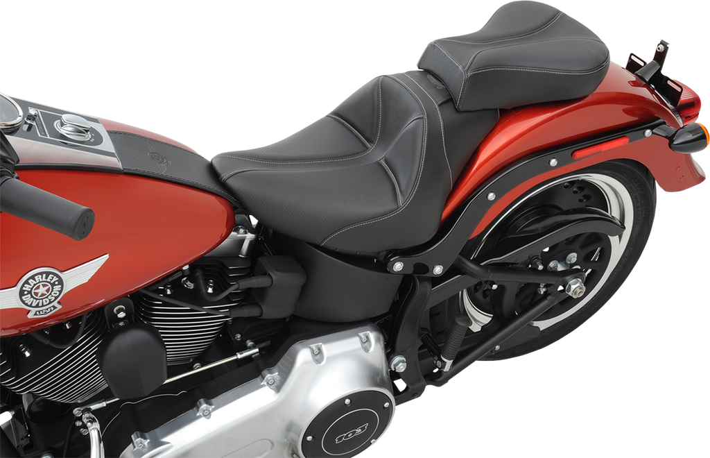 SADDLEMEN Dominator Pillion Pad - Standard Reach - Black w/ Gray Stitching - FL/FX '06-'17