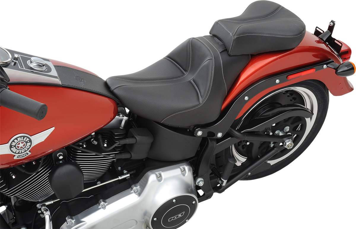 SADDLEMEN Dominator Pillion Pad - Standard Reach - Black w/ Gray Stitching - FL/FX '06-'17