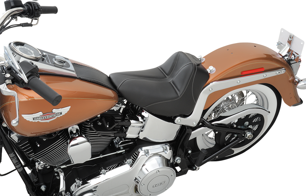 SADDLEMEN Dominator Solo Seat - w/o Backrest - Black w/ Gray Stitching - FLSTC/N '06-'17