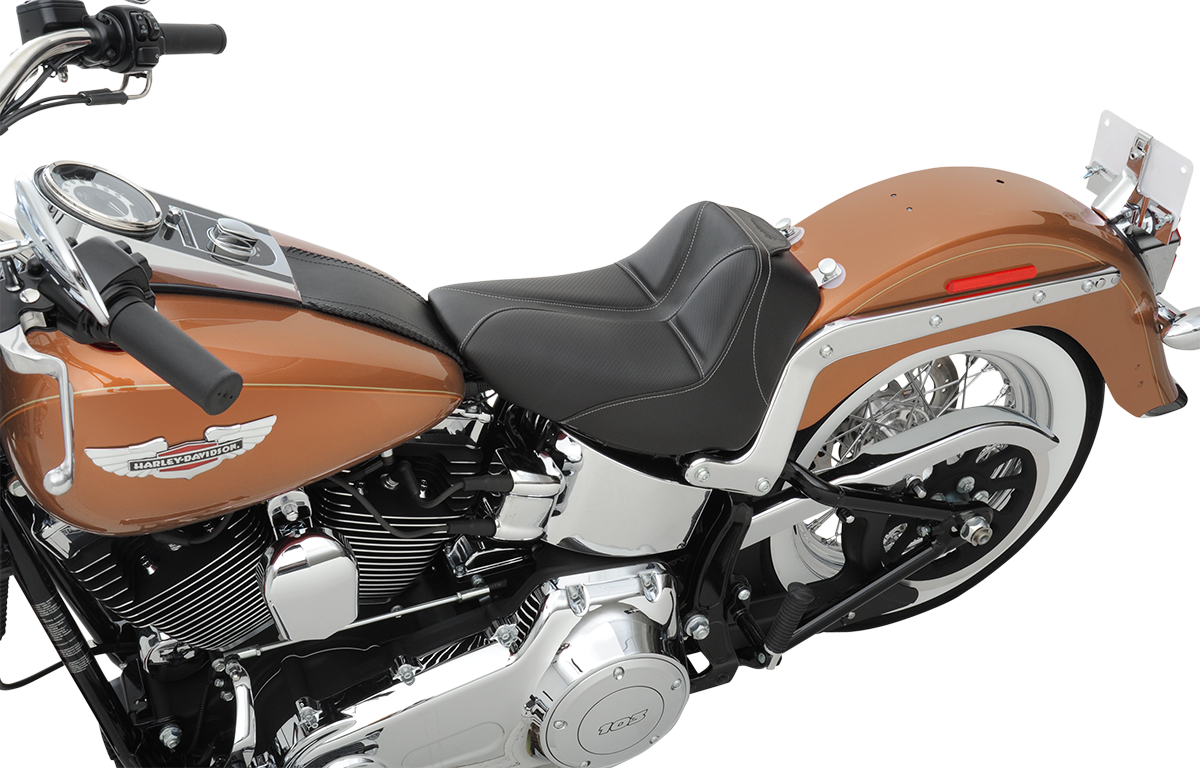 SADDLEMEN Dominator Solo Seat - w/o Backrest - Black w/ Gray Stitching - FLSTC/N '06-'17