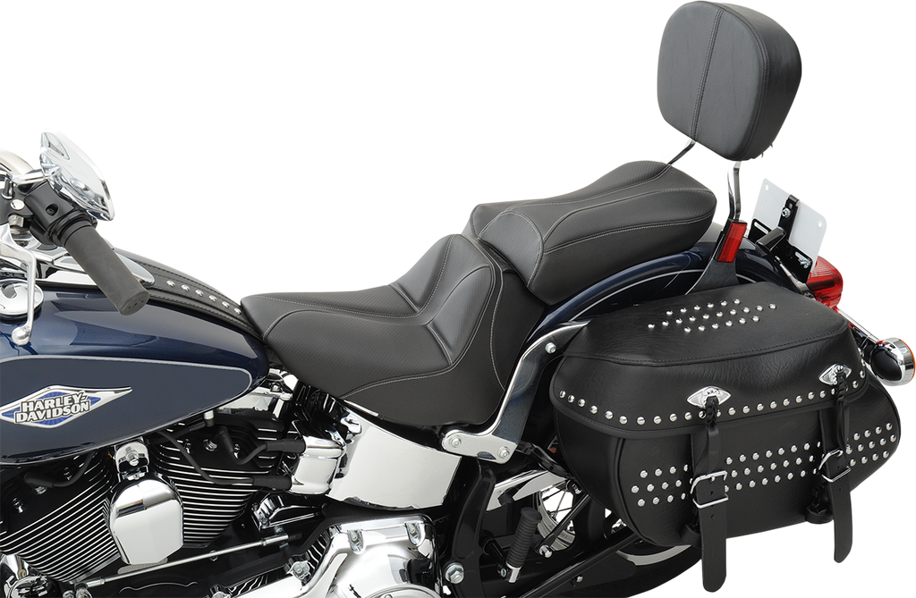 SADDLEMEN Dominator Pillion Pad - Standard Reach - Black w/ Gray Stitching - FLSTC '06-'17