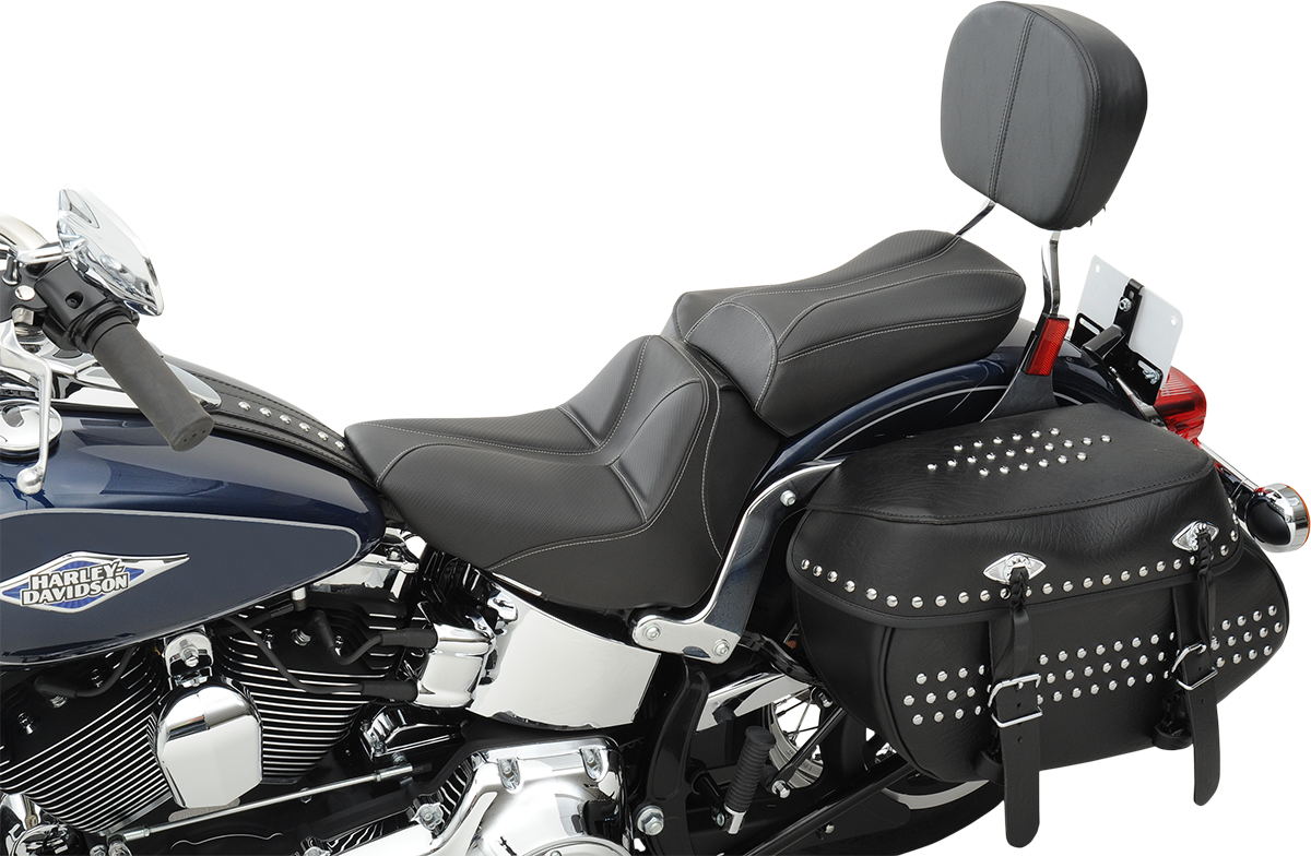 SADDLEMEN Dominator Pillion Pad - Standard Reach - Black w/ Gray Stitching - FLSTC '06-'17