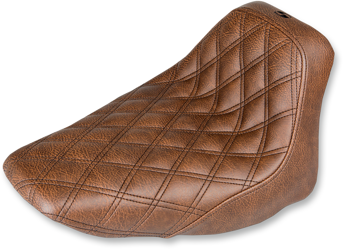 SADDLEMEN Renegade™ Solo Seat - Lattice Stitched - Brown - FLST '06-'17