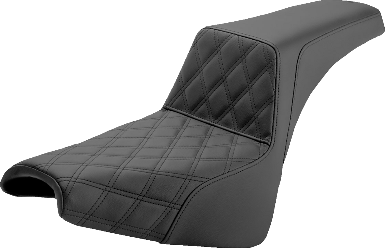 SADDLEMEN Step-Up Seat - Front Lattice Stitch - Black - FXBB/FXST '18-'25