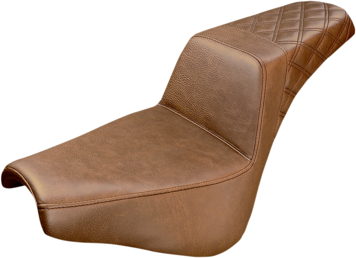 SADDLEMEN Step-Up Seat - Rear Lattice Stitch - Brown - FX '18-'24