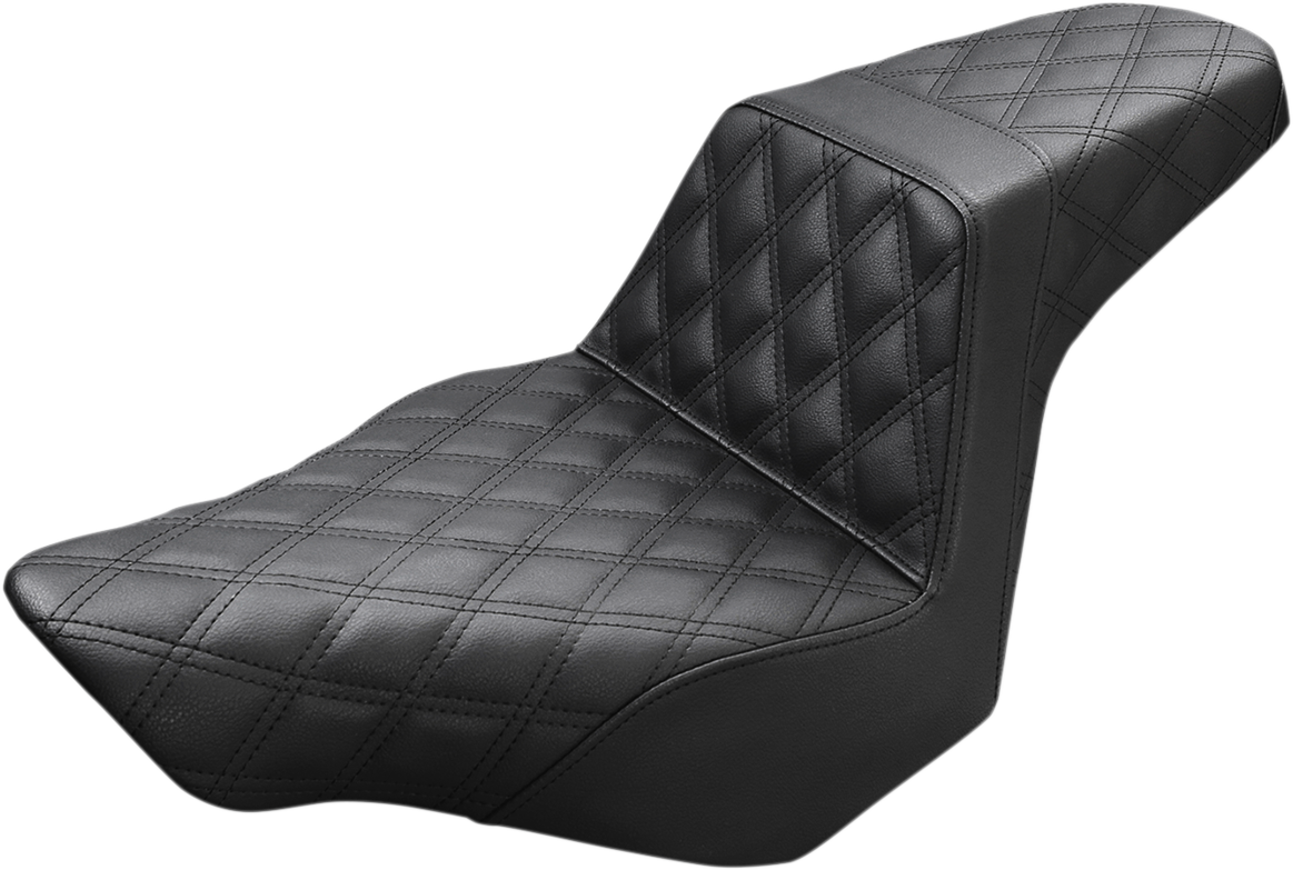 SADDLEMEN Step-Up Seat - Full Lattice Stitch - Black - FXSB