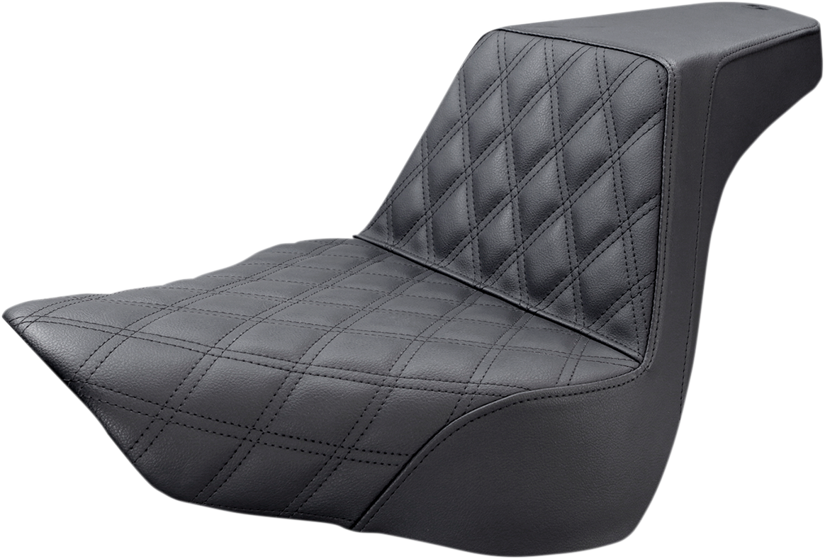 SADDLEMEN Step-Up Seat - Front Lattice Stitch - Black - FL/FX '18-'24