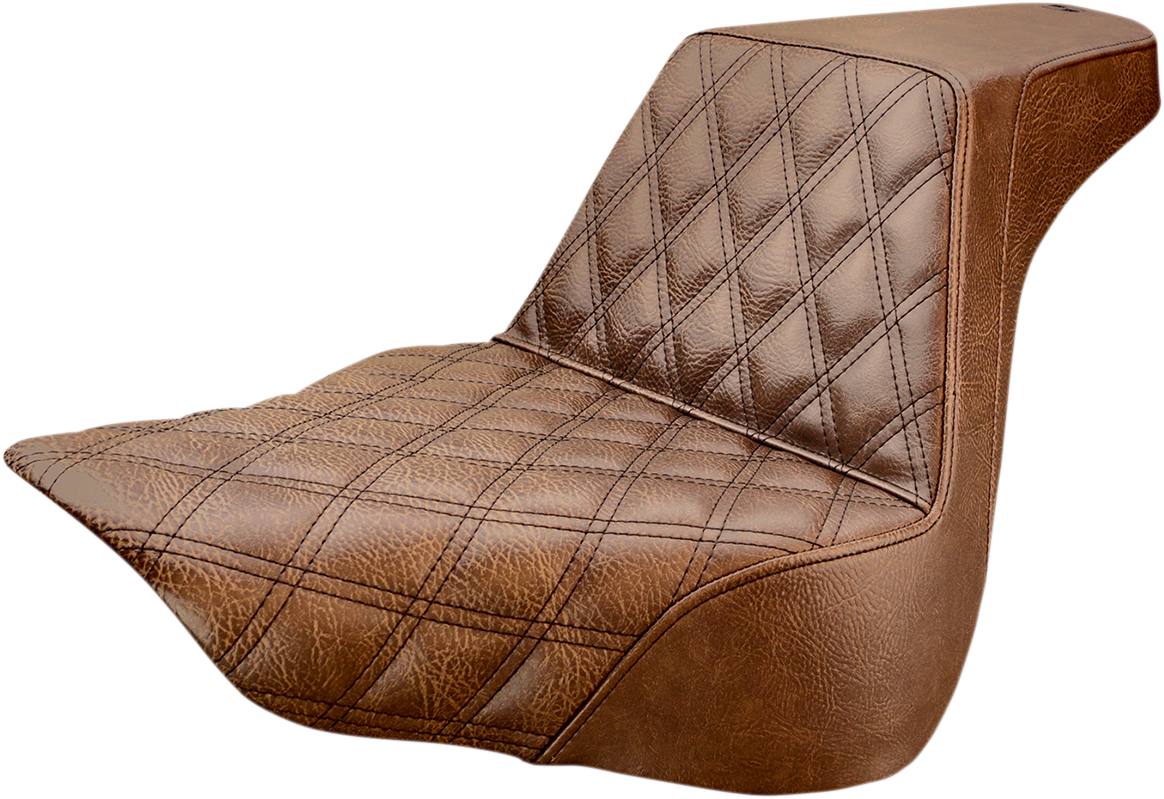 SADDLEMEN Step-Up Seat - Front Lattice Stitch - Brown - FL/FX '18-'24