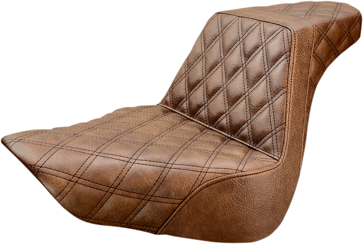 SADDLEMEN Step-Up Seat - Full Lattice Stitch - Brown - FL/FX '18-'24