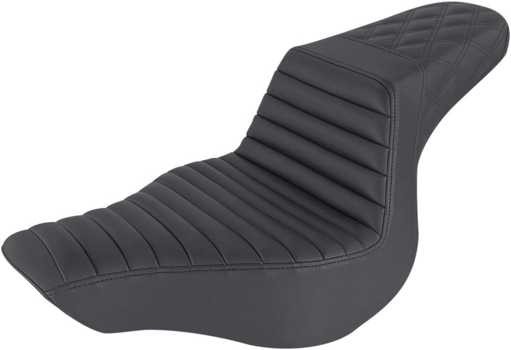 SADDLEMEN Step-Up Seat - Front Tuck-n-Roll/Rear Lattice Stitch - Black