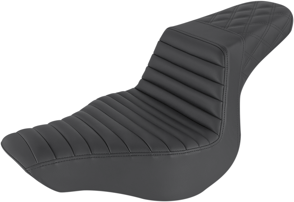 SADDLEMEN Step-Up Seat - Front Tuck-n-Roll/Rear Lattice Stitch - Black