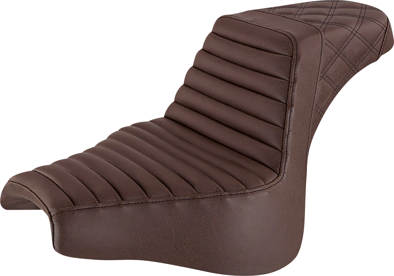SADDLEMEN Step-Up Seat - Front Tuck-n-Roll/Rear Lattice Stitch - Brown - FXFB/S '18-'23