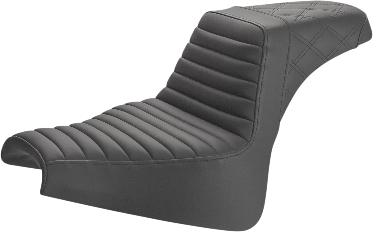 SADDLEMEN Step-Up Seat - Front Tuck-n-Roll/Rear Lattice Stitch - Black